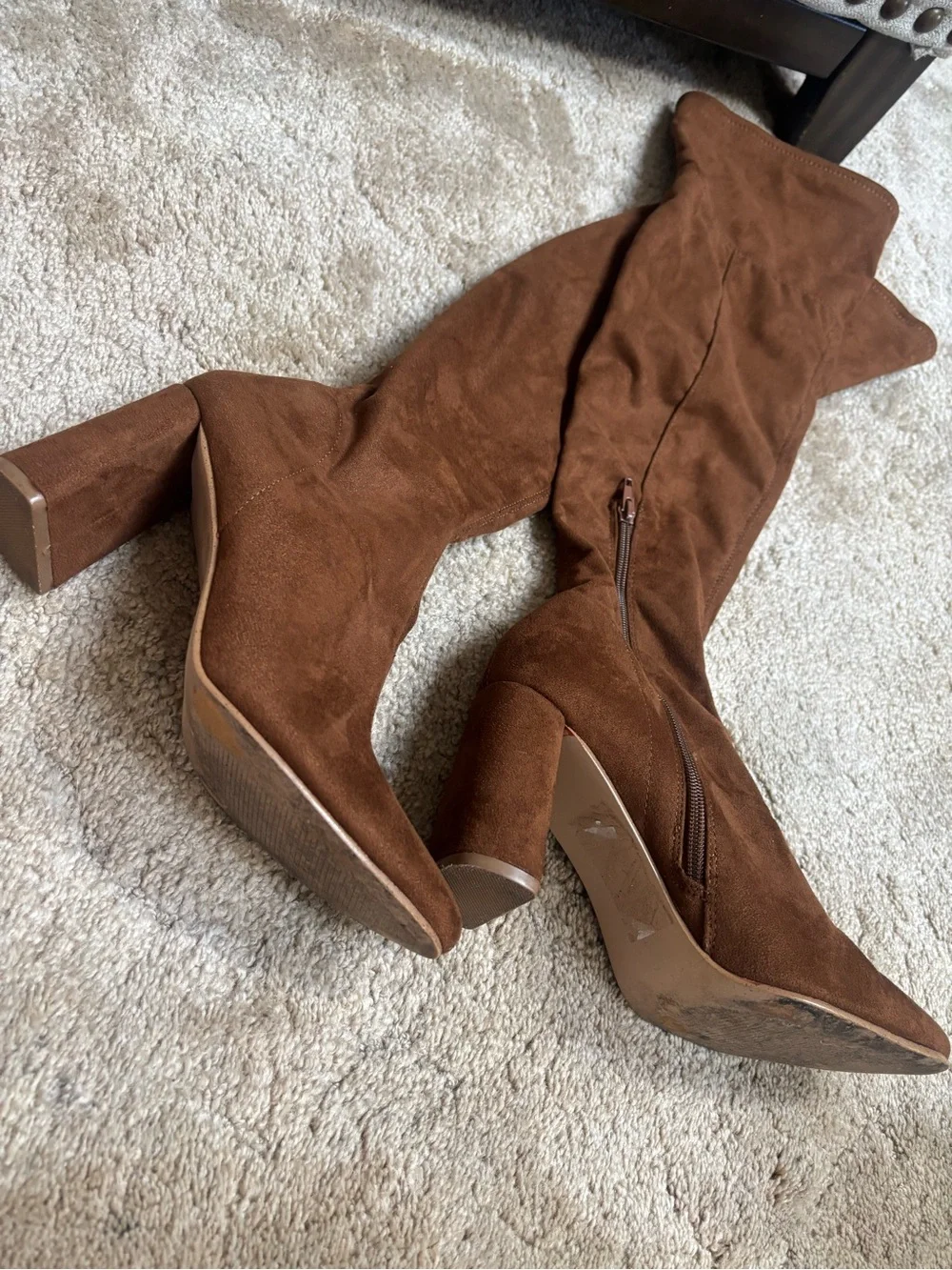Steve Madden Tall Suede Over-the-Knee Block Heel Boot in Chestnut Brown